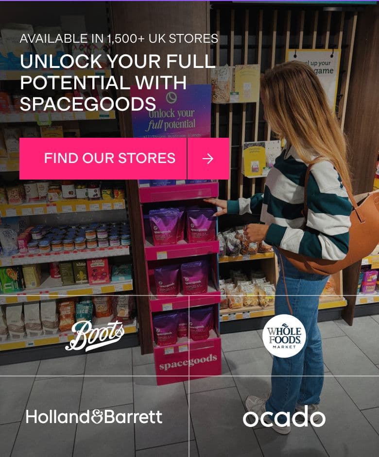 Press & Logos section from Spacegoods, a supplements & wellness Shopify store — mobile screenshot