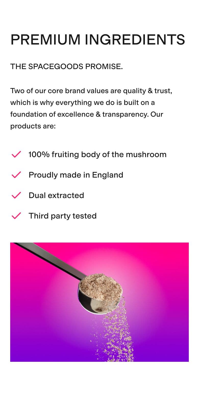 Ingredients / How-to-Use section from Spacegoods, a supplements & wellness Shopify store — mobile screenshot