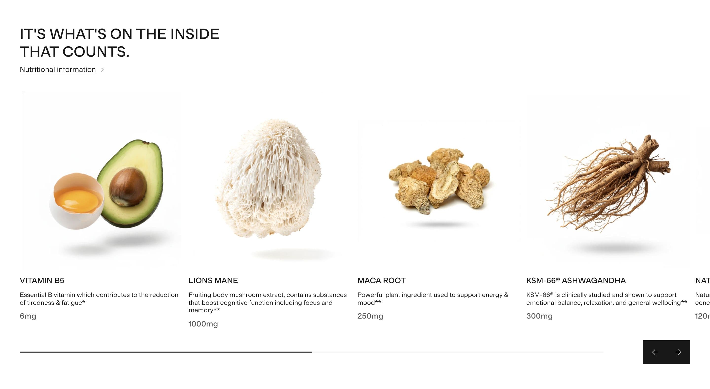 Ingredients / How-to-Use section from Spacegoods, a supplements & wellness Shopify store — desktop screenshot