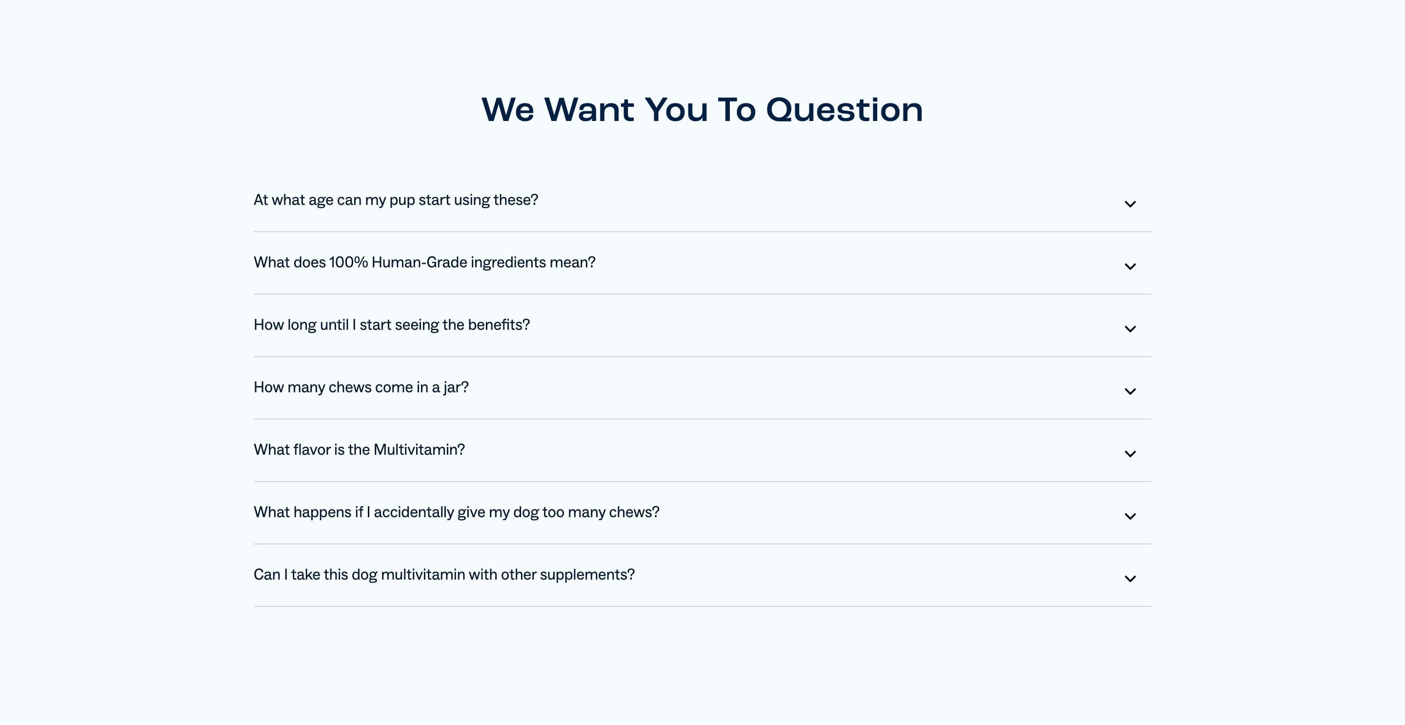 FAQ section from Dog Is Human, a pet Shopify store — desktop screenshot