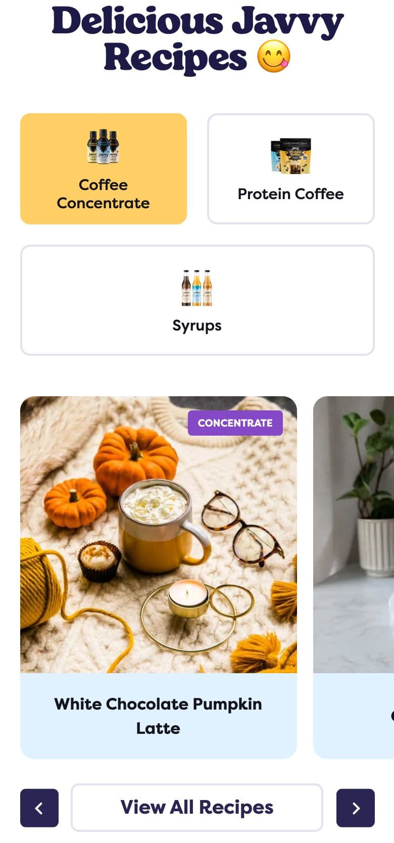 Collection / Product Grid section from Javvy Coffee, a food & beverage Shopify store — mobile screenshot