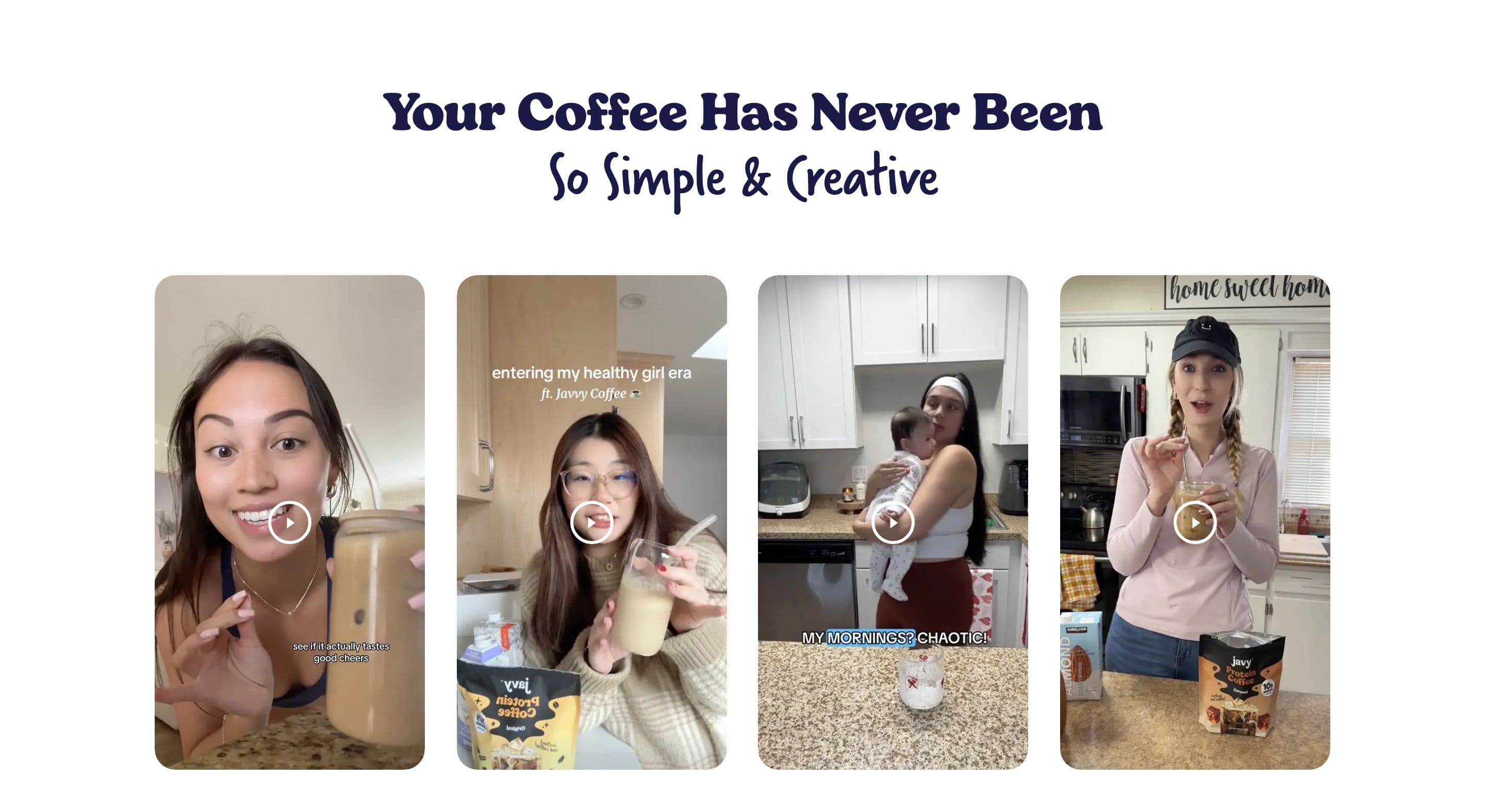 UGC & Social Proof section from Javvy Coffee, a food & beverage Shopify store — desktop screenshot