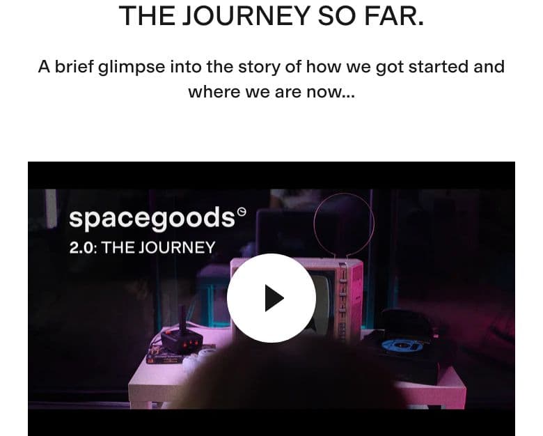 Founder / Brand Story section from Spacegoods, a supplements & wellness Shopify store — mobile screenshot